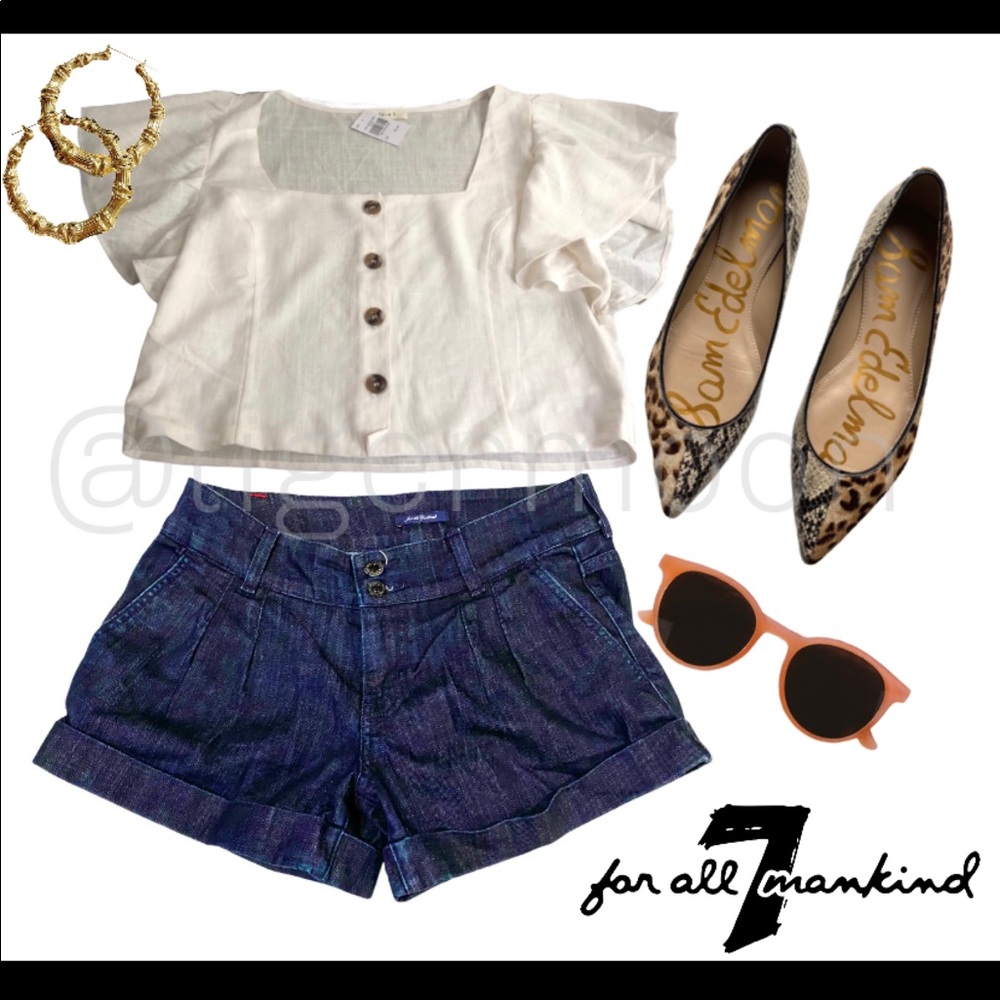 ⭐️7 for all mankind dark wash pleated shorts